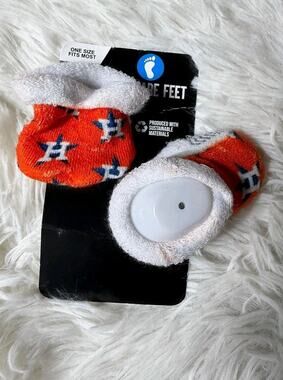 Houston Astros Socks Boys One Size Orange MLB Baseball For Bare Feet Infant